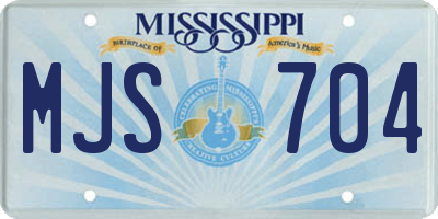 MS license plate MJS704