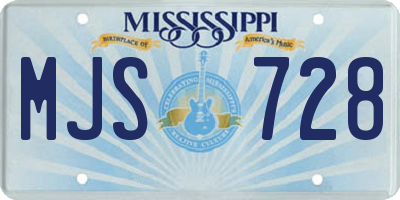 MS license plate MJS728