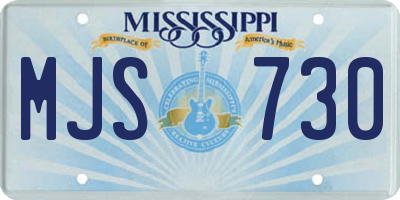 MS license plate MJS730