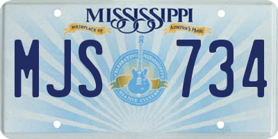 MS license plate MJS734