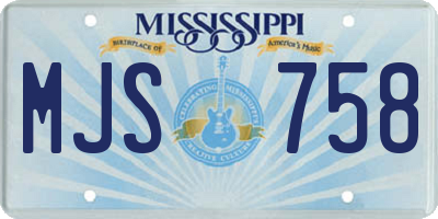 MS license plate MJS758