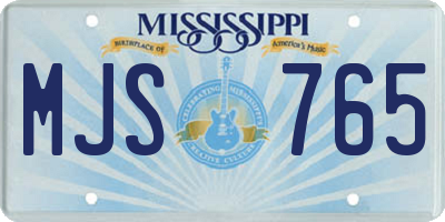 MS license plate MJS765