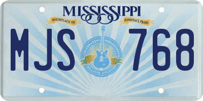 MS license plate MJS768