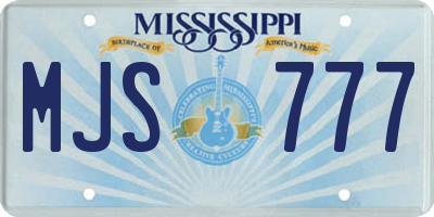 MS license plate MJS777