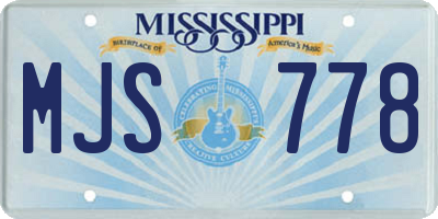MS license plate MJS778
