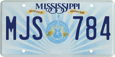 MS license plate MJS784