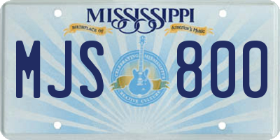 MS license plate MJS800