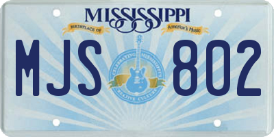 MS license plate MJS802