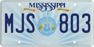 MS license plate MJS803