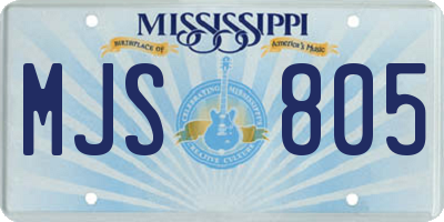MS license plate MJS805