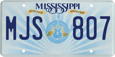 MS license plate MJS807