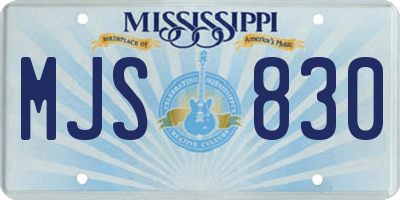 MS license plate MJS830