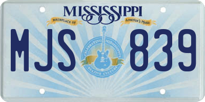 MS license plate MJS839