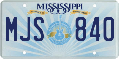 MS license plate MJS840