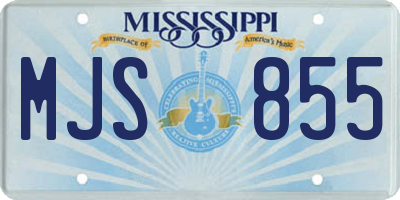 MS license plate MJS855