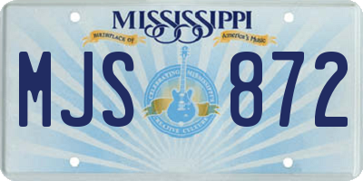 MS license plate MJS872