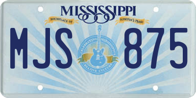 MS license plate MJS875