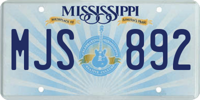 MS license plate MJS892