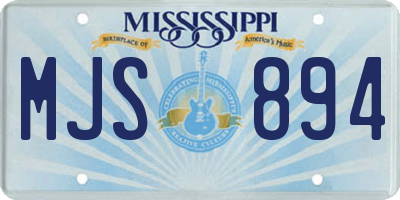 MS license plate MJS894