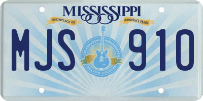 MS license plate MJS910