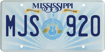 MS license plate MJS920