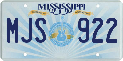 MS license plate MJS922