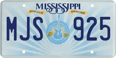 MS license plate MJS925