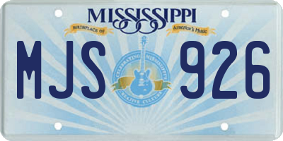 MS license plate MJS926