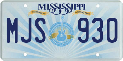 MS license plate MJS930