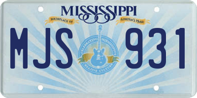MS license plate MJS931