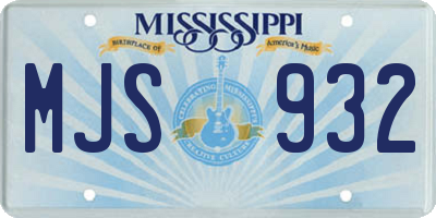 MS license plate MJS932