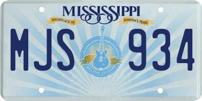 MS license plate MJS934