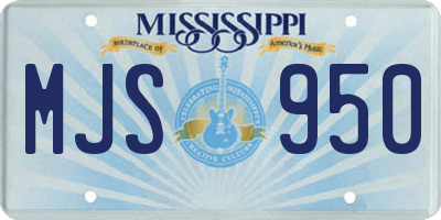MS license plate MJS950