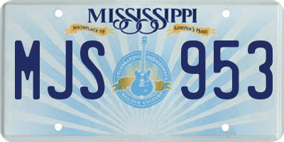 MS license plate MJS953