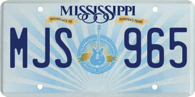 MS license plate MJS965