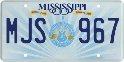 MS license plate MJS967