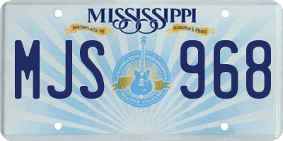 MS license plate MJS968