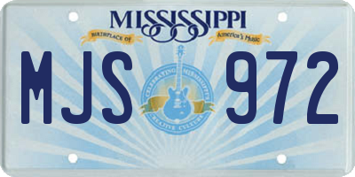 MS license plate MJS972