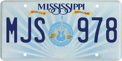 MS license plate MJS978