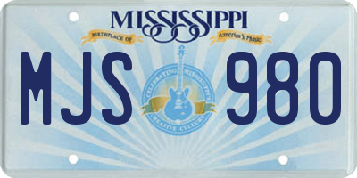 MS license plate MJS980