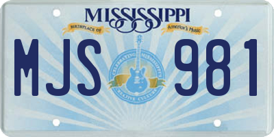 MS license plate MJS981