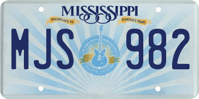 MS license plate MJS982