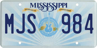 MS license plate MJS984