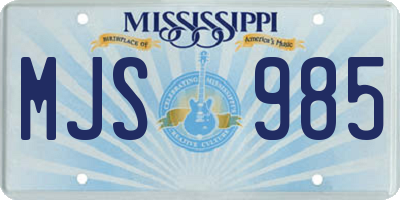 MS license plate MJS985
