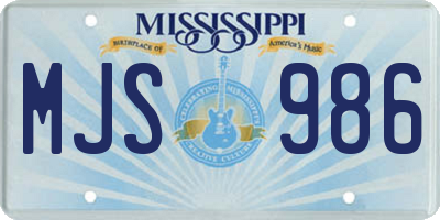MS license plate MJS986