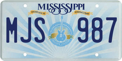 MS license plate MJS987