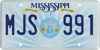MS license plate MJS991