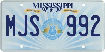 MS license plate MJS992