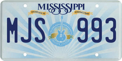 MS license plate MJS993