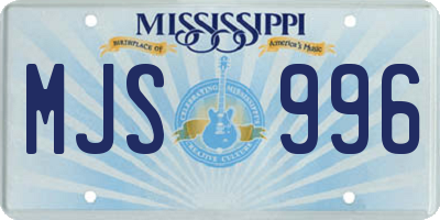MS license plate MJS996
